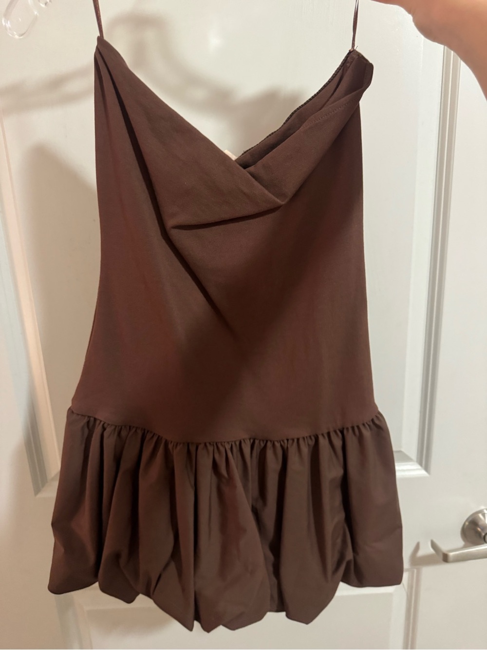 Brown strapless dress